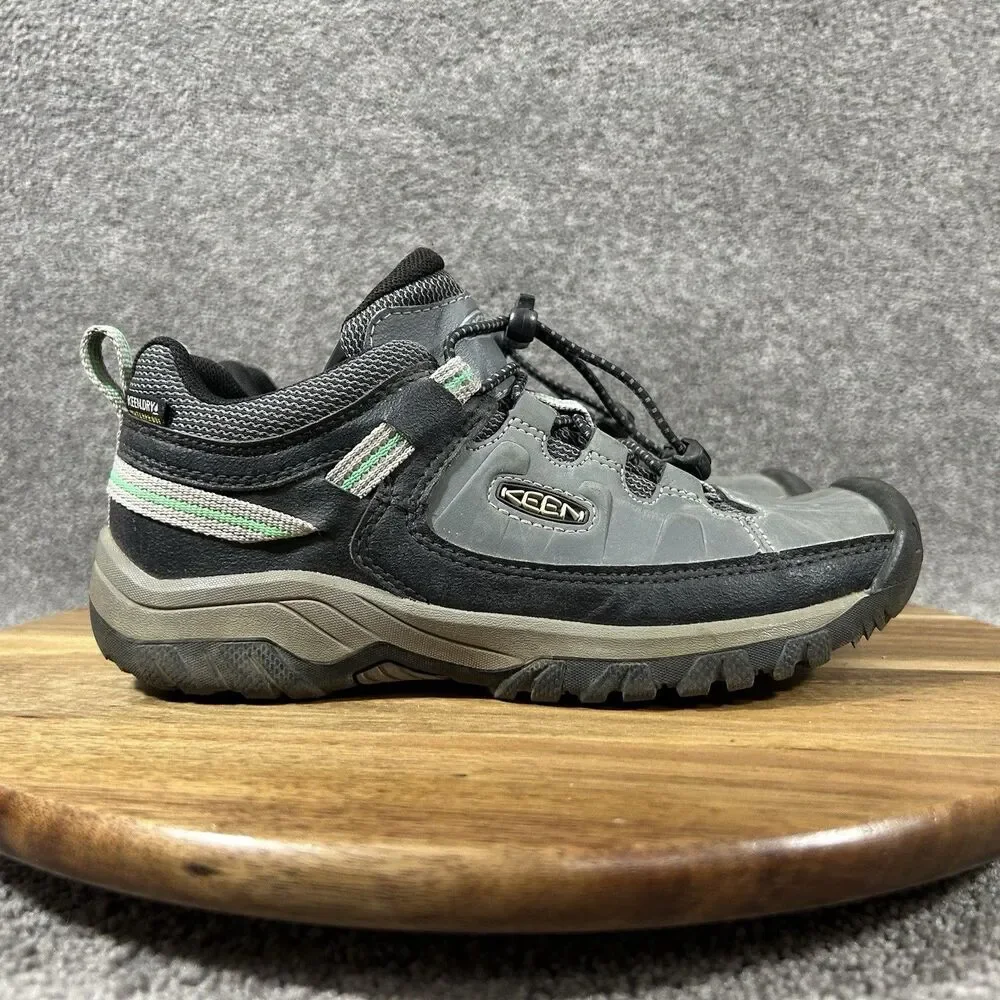 KEEN Targhee Low Kids Youth Size 2 Gray Waterproof Hiking Trail Shoes Used